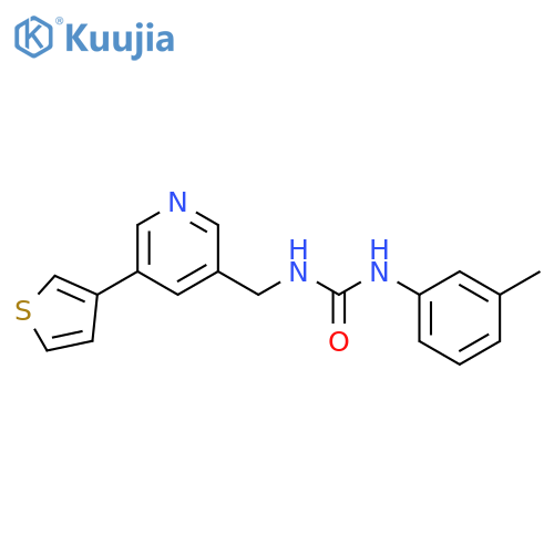 1-(3-methylphenyl)-3-[(5-thiophen-3-ylpyridin-3-yl)methyl]urea structure