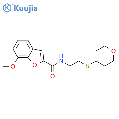 7-methoxy-N-[2-(oxan-4-ylsulfanyl)ethyl]-1-benzofuran-2-carboxamide structure