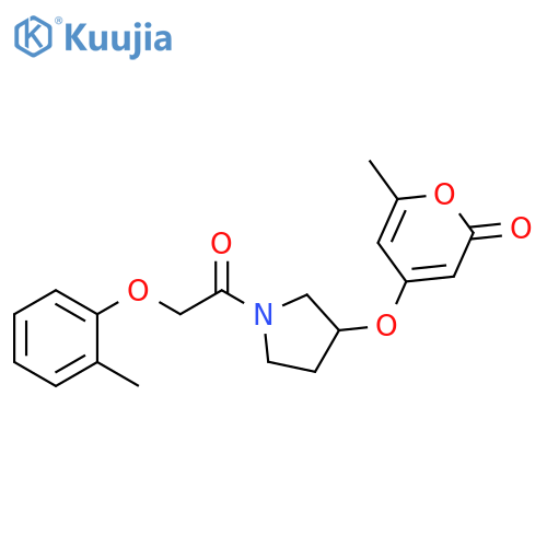 6-methyl-4-[1-[2-(2-methylphenoxy)acetyl]pyrrolidin-3-yl]oxypyran-2-one structure