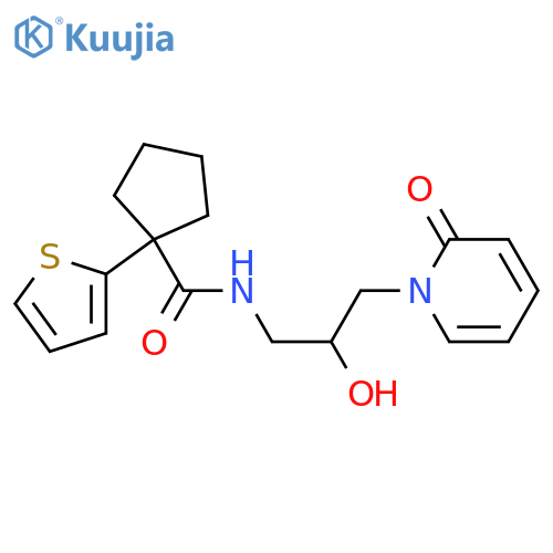 N-[2-hydroxy-3-(2-oxopyridin-1-yl)propyl]-1-thiophen-2-ylcyclopentane-1-carboxamide structure