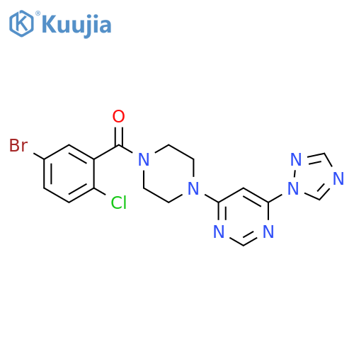 (5-Bromo-2-chlorophenyl)[4-[6-(1H-1,2,4-triazol-1-yl)-4-pyrimidinyl]-1-piperazinyl]methanone structure