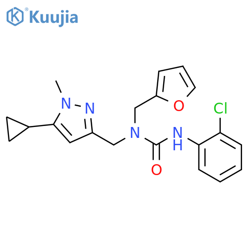 1-(2-chlorophenyl)-3-[(5-cyclopropyl-1-methyl-1H-pyrazol-3-yl)methyl]-3-[(furan-2-yl)methyl]urea structure