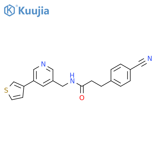 3-(4-cyanophenyl)-N-[(5-thiophen-3-ylpyridin-3-yl)methyl]propanamide structure
