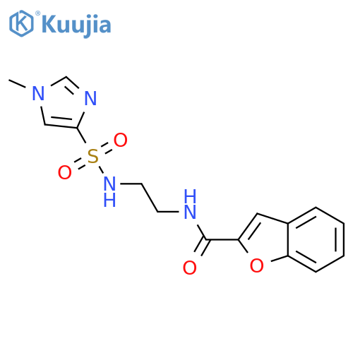 N-[2-(1-methyl-1H-imidazole-4-sulfonamido)ethyl]-1-benzofuran-2-carboxamide structure