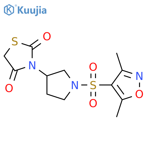 3-[1-[(3,5-dimethyl-1,2-oxazol-4-yl)sulfonyl]pyrrolidin-3-yl]-1,3-thiazolidine-2,4-dione structure