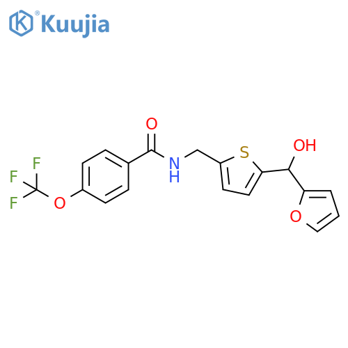 N-({5-[(furan-2-yl)(hydroxy)methyl]thiophen-2-yl}methyl)-4-(trifluoromethoxy)benzamide structure