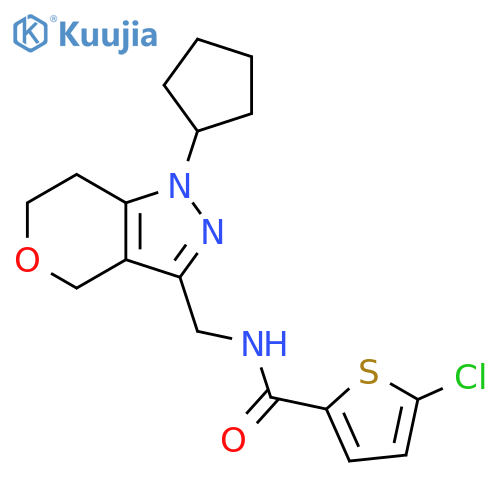 5-chloro-N-({1-cyclopentyl-1H,4H,6H,7H-pyrano[4,3-c]pyrazol-3-yl}methyl)thiophene-2-carboxamide structure