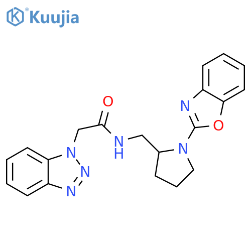 2-(1H-1,2,3-benzotriazol-1-yl)-N-{[1-(1,3-benzoxazol-2-yl)pyrrolidin-2-yl]methyl}acetamide structure