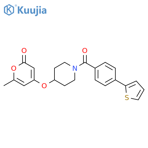 6-methyl-4-[1-(4-thiophen-2-ylbenzoyl)piperidin-4-yl]oxypyran-2-one structure