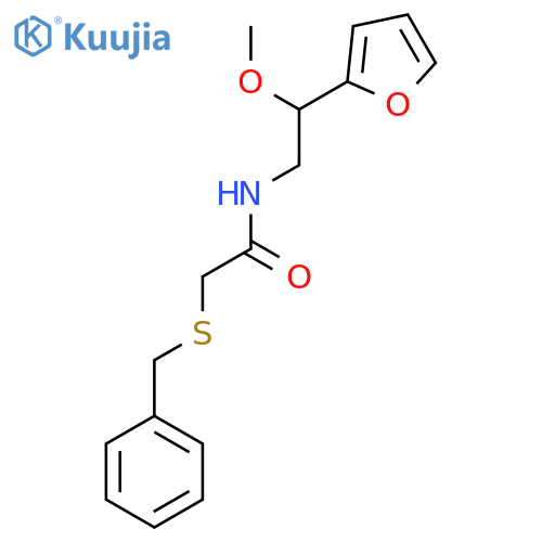 2-(benzylthio)-N-(2-(furan-2-yl)-2-methoxyethyl)acetamide structure