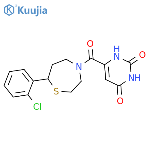 6-[7-(2-chlorophenyl)-1,4-thiazepane-4-carbonyl]-1,2,3,4-tetrahydropyrimidine-2,4-dione structure