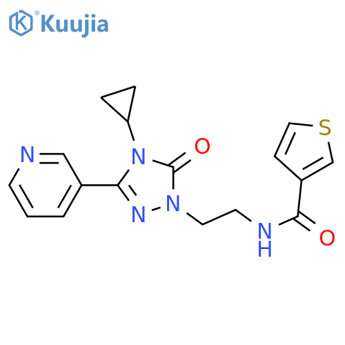 N-{2-[4-cyclopropyl-5-oxo-3-(pyridin-3-yl)-4,5-dihydro-1H-1,2,4-triazol-1-yl]ethyl}thiophene-3-carboxamide structure
