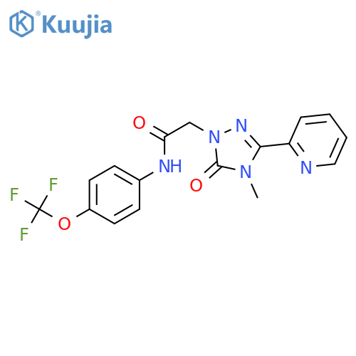 2-[4-methyl-5-oxo-3-(pyridin-2-yl)-4,5-dihydro-1H-1,2,4-triazol-1-yl]-N-[4-(trifluoromethoxy)phenyl]acetamide structure