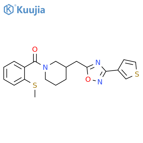 1-[2-(methylsulfanyl)benzoyl]-3-{[3-(thiophen-3-yl)-1,2,4-oxadiazol-5-yl]methyl}piperidine structure