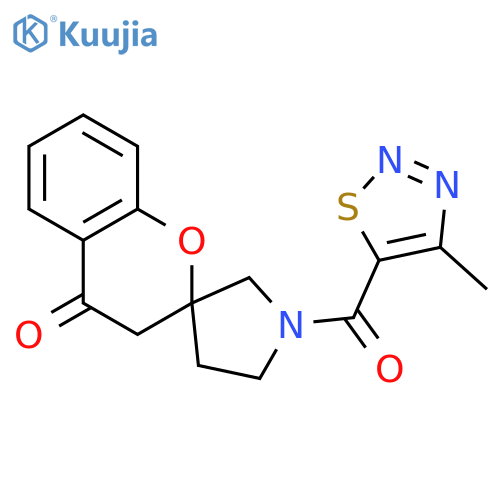 1'-(4-methyl-1,2,3-thiadiazole-5-carbonyl)-3,4-dihydrospiro[1-benzopyran-2,3'-pyrrolidine]-4-one structure