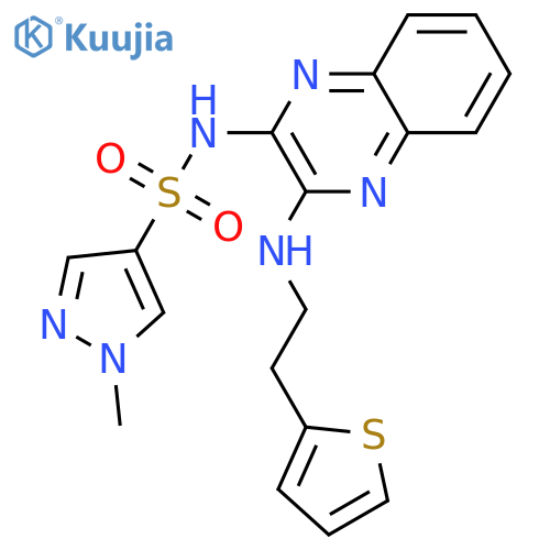 1-methyl-N-(3-{[2-(thiophen-2-yl)ethyl]amino}quinoxalin-2-yl)-1H-pyrazole-4-sulfonamide structure