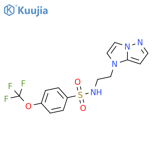 N-(2-{1H-pyrazolo[1,5-a]imidazol-1-yl}ethyl)-4-(trifluoromethoxy)benzene-1-sulfonamide structure