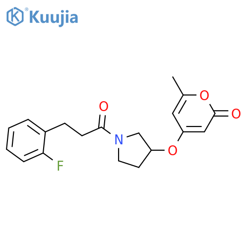 4-[1-[3-(2-fluorophenyl)propanoyl]pyrrolidin-3-yl]oxy-6-methylpyran-2-one structure