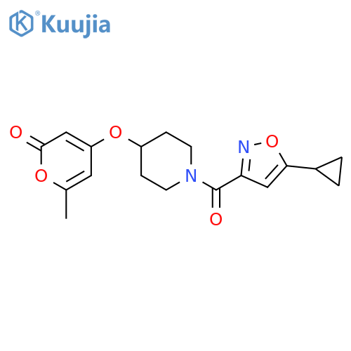4-[[1-[(5-Cyclopropyl-3-isoxazolyl)carbonyl]-4-piperidinyl]oxy]-6-methyl-2H-pyran-2-one structure