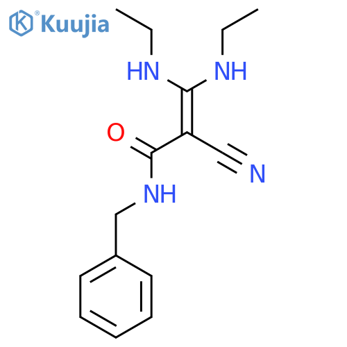 N-benzyl-2-cyano-3,3-bis(ethylamino)prop-2-enamide structure