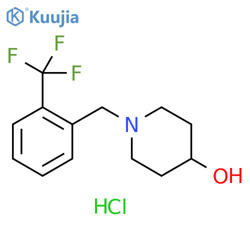 1-{[2-(Trifluoromethyl)phenyl]methyl}piperidin-4-ol hydrochloride structure