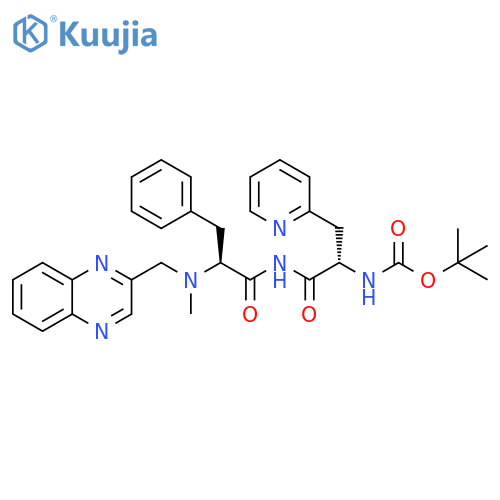 L-Phenylalaninamide,N-[(1,1-dimethylethoxy)carbonyl]-3-(2-pyridinyl)-L-alanyl-N-methyl-N-(2-quinoxalinylmethyl)- structure