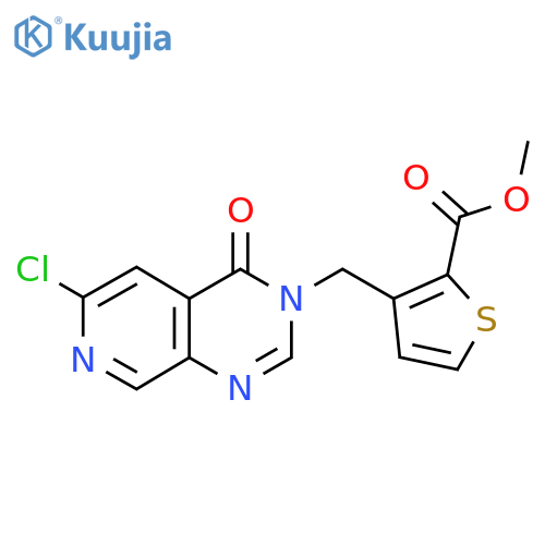 methyl 3-({6-chloro-4-oxo-3H,4H-pyrido[3,4-d]pyrimidin-3-yl}methyl)thiophene-2-carboxylate structure
