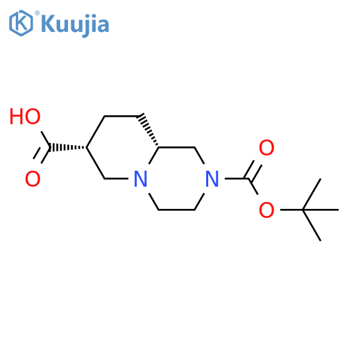 rac-(7R,9aR)-2-[(tert-butoxy)carbonyl]-octahydro-1H-pyrido[1,2-a]pyrazine-7-carboxylic acid structure