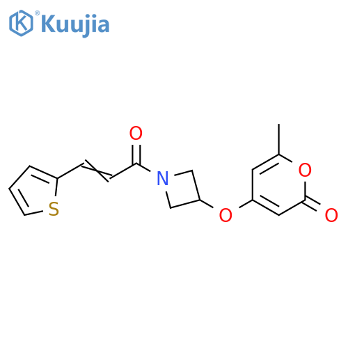 6-Methyl-4-[[1-[1-oxo-3-(2-thienyl)-2-propen-1-yl]-3-azetidinyl]oxy]-2H-pyran-2-one structure