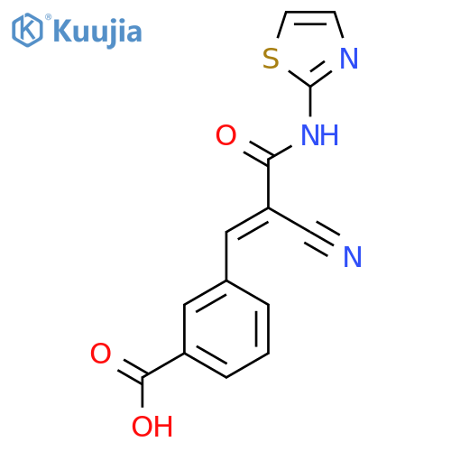 3-[(E)-2-Cyano-3-oxo-3-(1,3-thiazol-2-ylamino)prop-1-enyl]benzoic acid structure