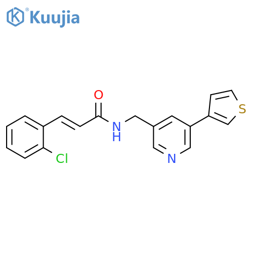 (E)-3-(2-chlorophenyl)-N-[(5-thiophen-3-ylpyridin-3-yl)methyl]prop-2-enamide structure