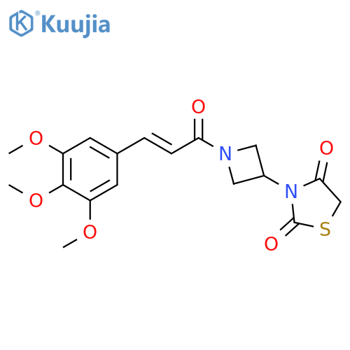 3-[1-[(E)-3-(3,4,5-trimethoxyphenyl)prop-2-enoyl]azetidin-3-yl]-1,3-thiazolidine-2,4-dione structure