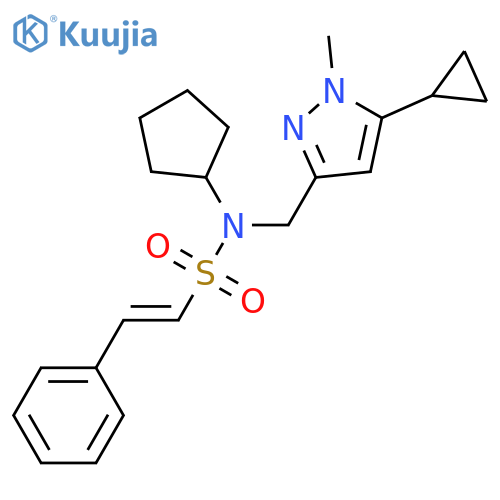 (E)-N-cyclopentyl-N-[(5-cyclopropyl-1-methyl-1H-pyrazol-3-yl)methyl]-2-phenylethene-1-sulfonamide structure