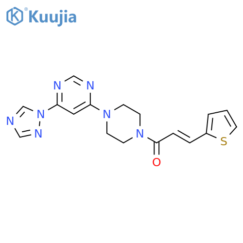 (E)-3-thiophen-2-yl-1-[4-[6-(1,2,4-triazol-1-yl)pyrimidin-4-yl]piperazin-1-yl]prop-2-en-1-one structure