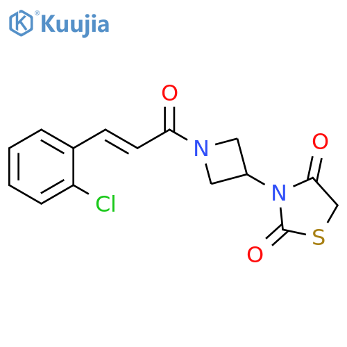 3-[1-[(E)-3-(2-chlorophenyl)prop-2-enoyl]azetidin-3-yl]-1,3-thiazolidine-2,4-dione structure