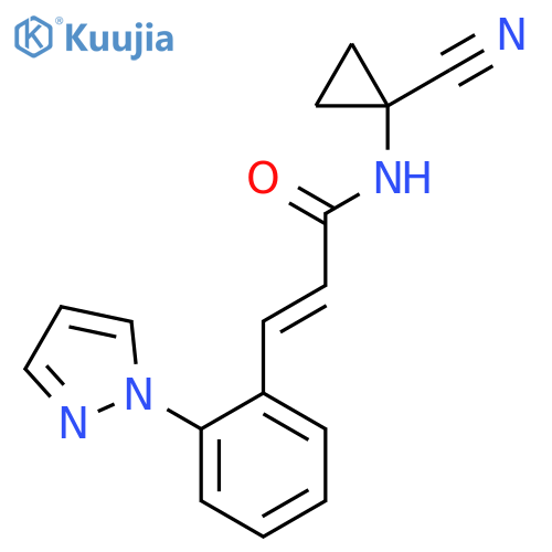 (E)-N-(1-Cyanocyclopropyl)-3-(2-pyrazol-1-ylphenyl)prop-2-enamide structure