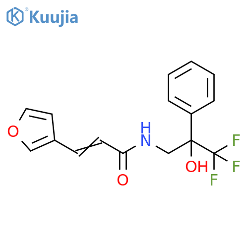 (2E)-3-(furan-3-yl)-N-(3,3,3-trifluoro-2-hydroxy-2-phenylpropyl)prop-2-enamide structure