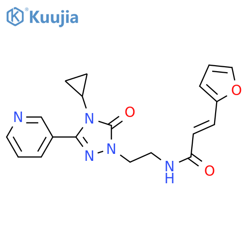 (2E)-N-{2-[4-cyclopropyl-5-oxo-3-(pyridin-3-yl)-4,5-dihydro-1H-1,2,4-triazol-1-yl]ethyl}-3-(furan-2-yl)prop-2-enamide structure
