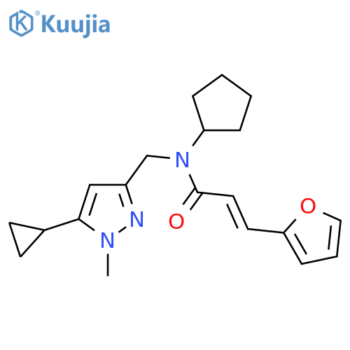 (2E)-N-cyclopentyl-N-[(5-cyclopropyl-1-methyl-1H-pyrazol-3-yl)methyl]-3-(furan-2-yl)prop-2-enamide structure