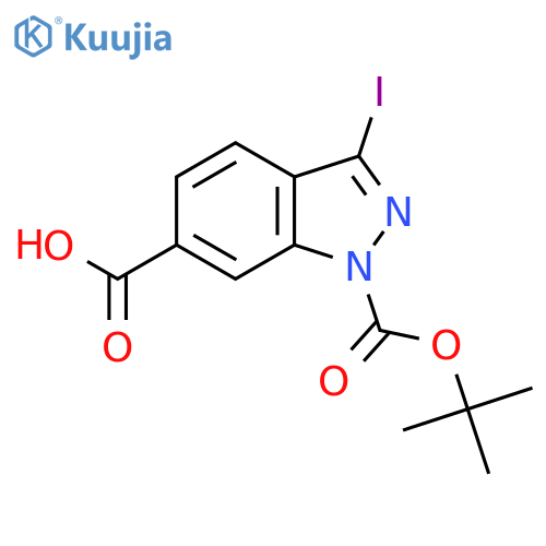 1-(tert-Butoxycarbonyl)-3-iodo-1H-indazole-6-carboxylic acid structure