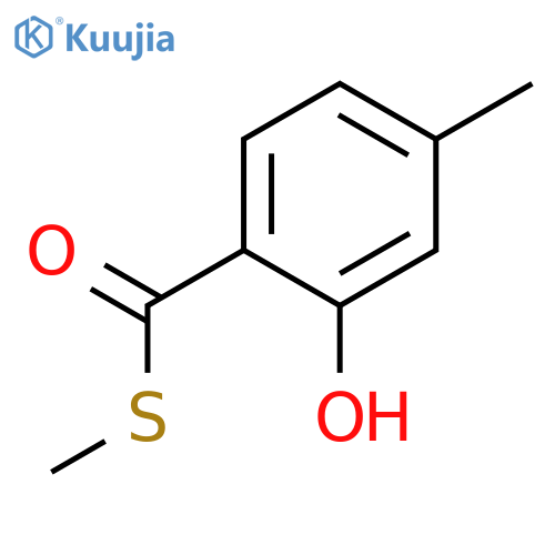 Benzenecarbothioic acid, 2-hydroxy-4-methyl-, S-methyl ester structure