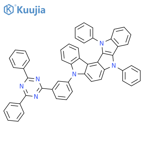 5H-Indolo[2',3':4,5]pyrrolo[2,3-c]carbazole, 5-[3-(4,6-diphenyl-1,3,5-triazin-2-yl)phenyl]-8,13-dihydro-8,13-diphenyl- structure