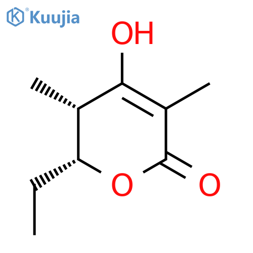 2H-Pyran-2-one, 6-ethyl-5,6-dihydro-4-hydroxy-3,5-dimethyl-, (5S,6R)- structure