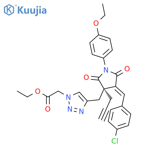 1H-1,2,3-Triazole-1-acetic acid, 4-[[(3R,4E)-4-[(4-chlorophenyl)methylene]-1-(4-ethoxyphenyl)-2,5-dioxo-3-(2-propyn-1-yl)-3-pyrrolidinyl]methyl]-, ethyl ester structure