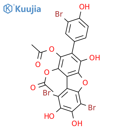 1,2,4,7,8-Pentahydroxy-3-(4-hydroxyphenyl)dibenzofuran; 3',6,9-Tribromo, 1,2-di-Ac structure