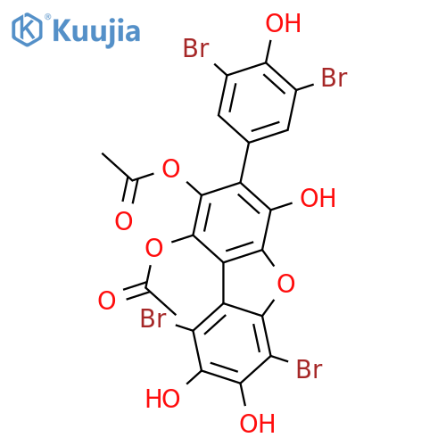 1,2,4,7,8-Pentahydroxy-3-(4-hydroxyphenyl)dibenzofuran; 3',5',6,9-Tetrabromo, 1,2-di-Ac structure