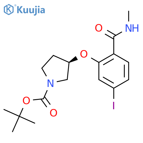 Tert-butyl (3R)-3-[5-iodo-2-(methylcarbamoyl)phenoxy]pyrrolidine-1-carboxylate structure