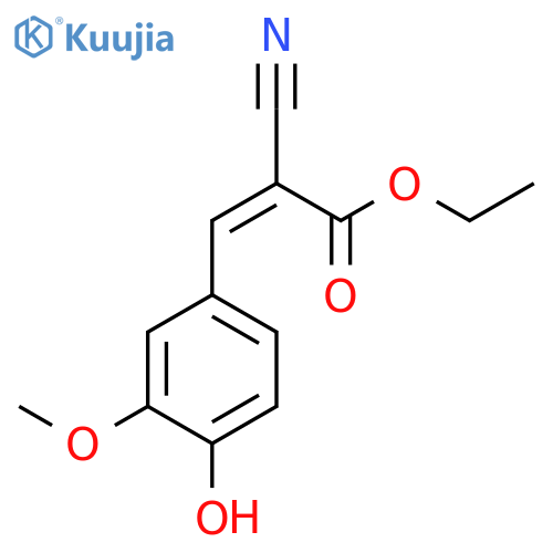2-Propenoic acid, 2-cyano-3-(4-hydroxy-3-methoxyphenyl)-, ethyl ester, (2Z)- structure