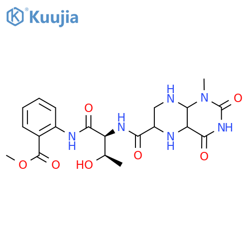 2-[[(2S,3R)-3-hydroxy-1-oxo-2-[[(1,2,3,4-tetrahydro-1-methyl-2,4-dioxo-6-pteridinyl)carbonyl]amino]butyl]amino]-benzoic acid, methyl ester structure