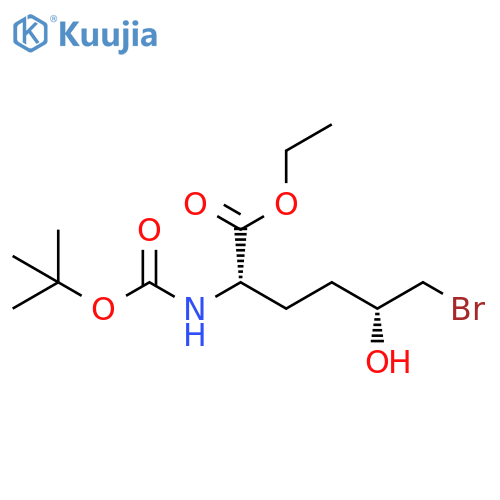 L-Norleucine, 6-bromo-N-[(1,1-dimethylethoxy)carbonyl]-5-hydroxy-, ethyl ester, (5R)- structure